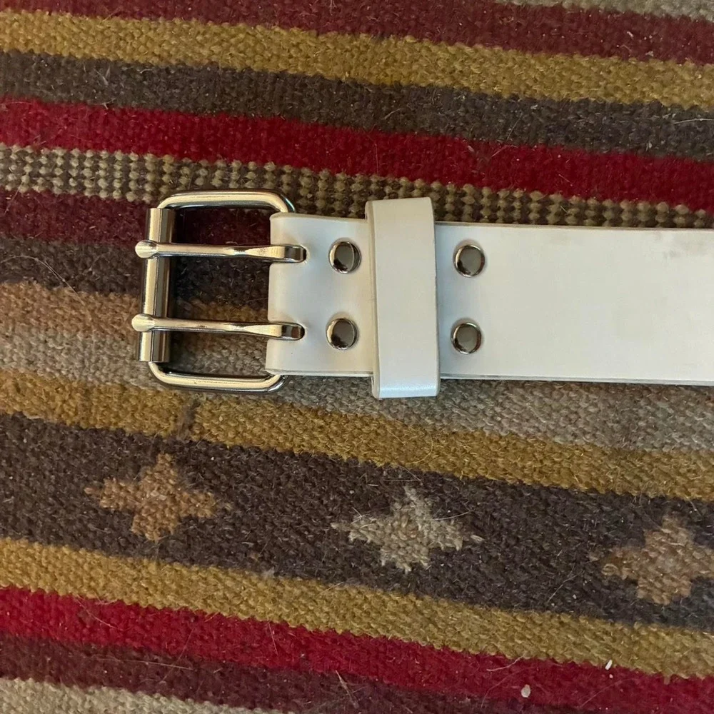 White Double Grommet Eyelet Belt Punk Emo Y2K Grunge Streetwear 45 Inch